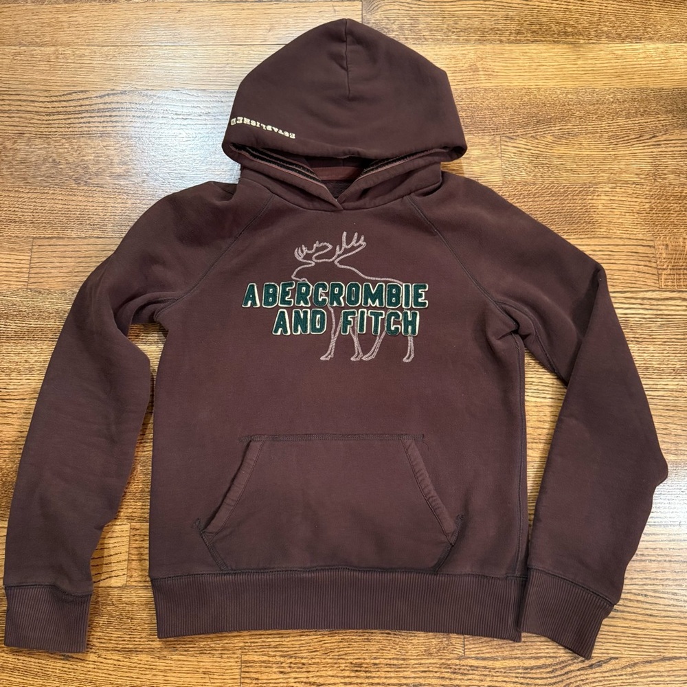 Abercrombie & Fitch Brown Hoodie, A&F Y2K Millennial Sweatshirt
